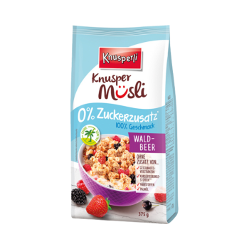 Knusperli Knusper Müsli Waldbeer, 0 % Zuckerzusatz, 375 Gramm Beutel